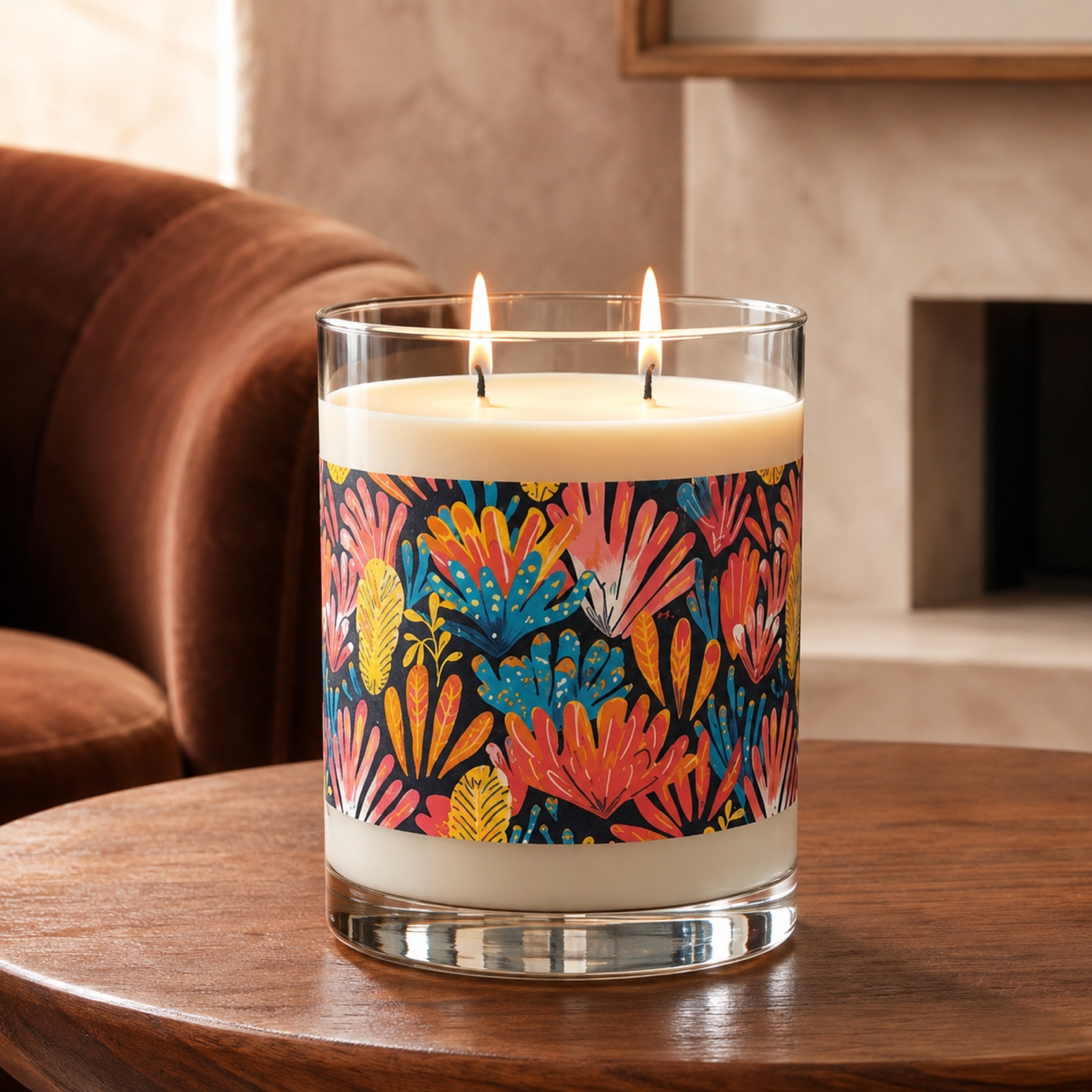 Coral Plume 100% Soy Wax Scented Candle - 11 oz. Full-Glass, Phthalate-Free & Lead-Free - Three Fragrance Options