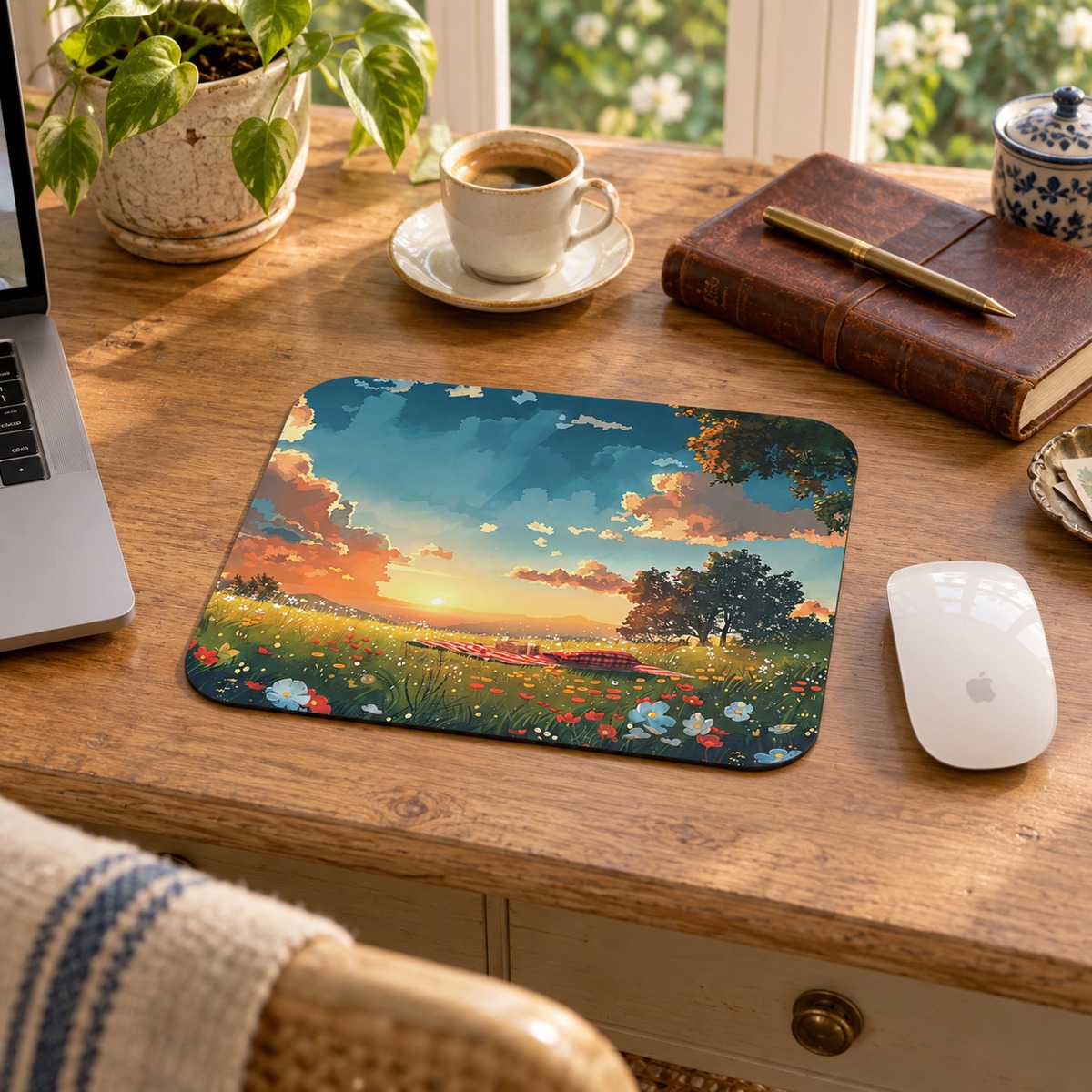 Meadow Picnic Mouse Pad - Scroll through Serenity - Every Click a Breath of Fresh Air!