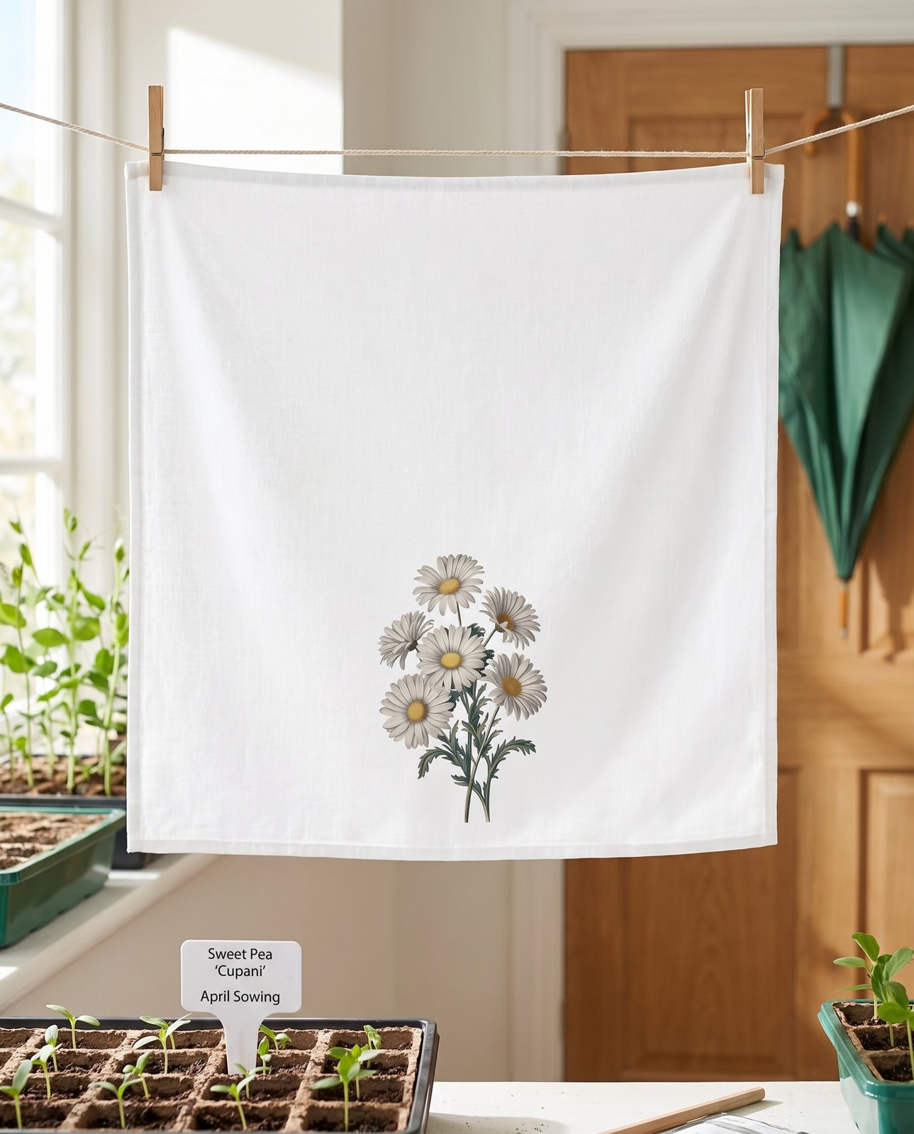 April Birth Month Flower Kitchen Tea Towel — view 1