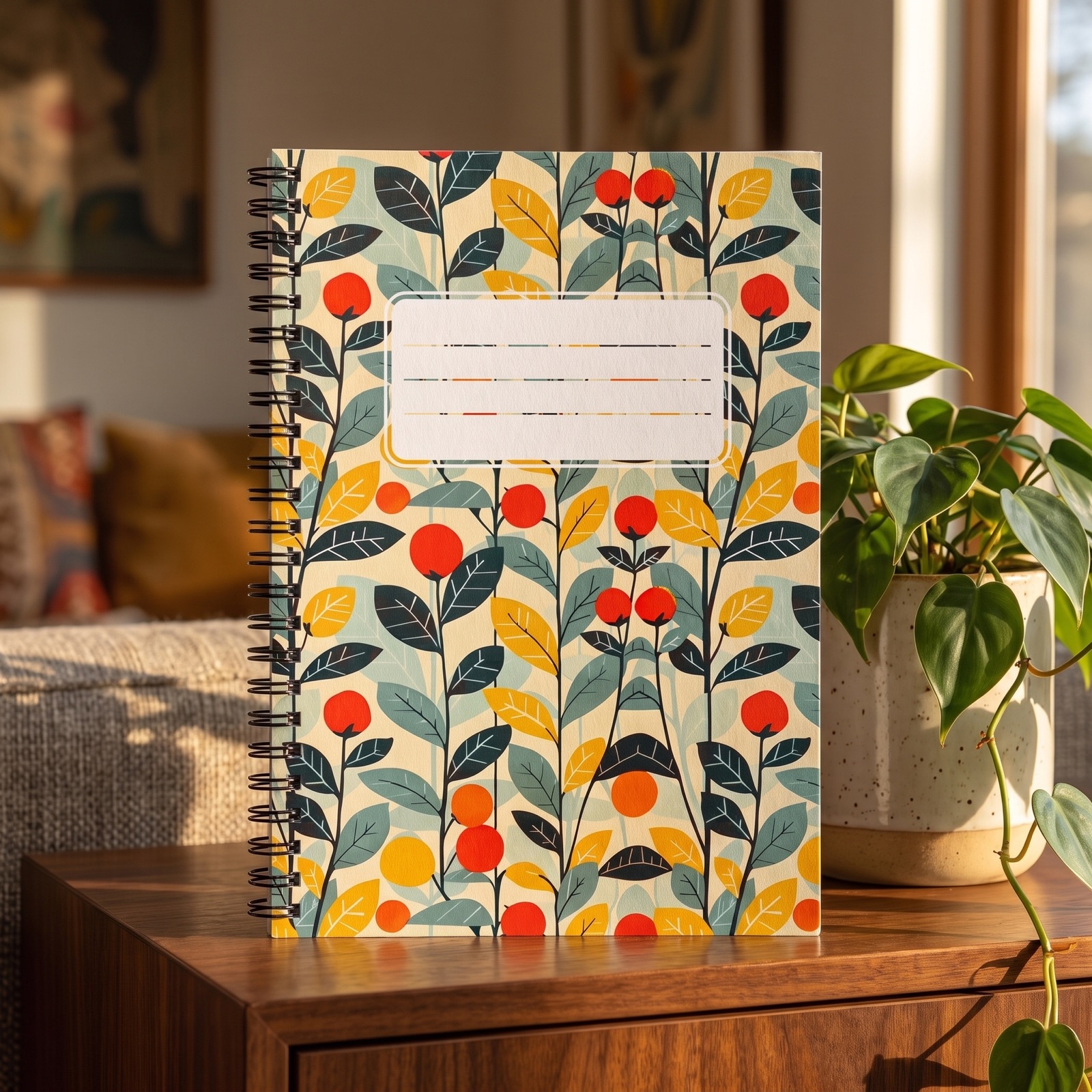 Midcentury Vines Chic Spiral Notebook - Ruled Line - For Thoughts that Deserve to Shine!