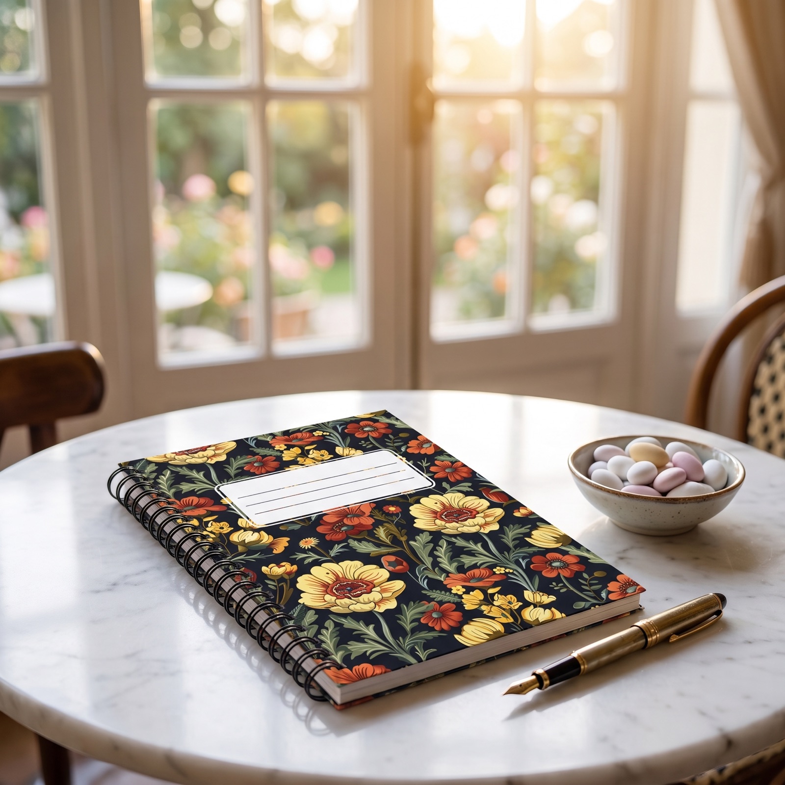 European Floral Tapestry Spiral Notebook - Ruled Line - Write with Timeless Elegance – Old-World Charm on Every Page!