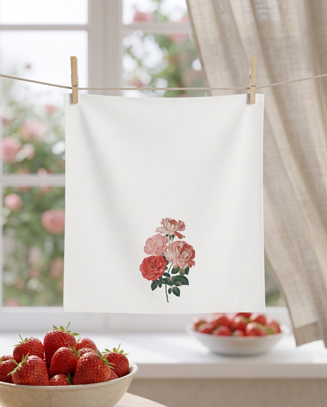 June Birth Month Flower — Kitchen Tea Towel