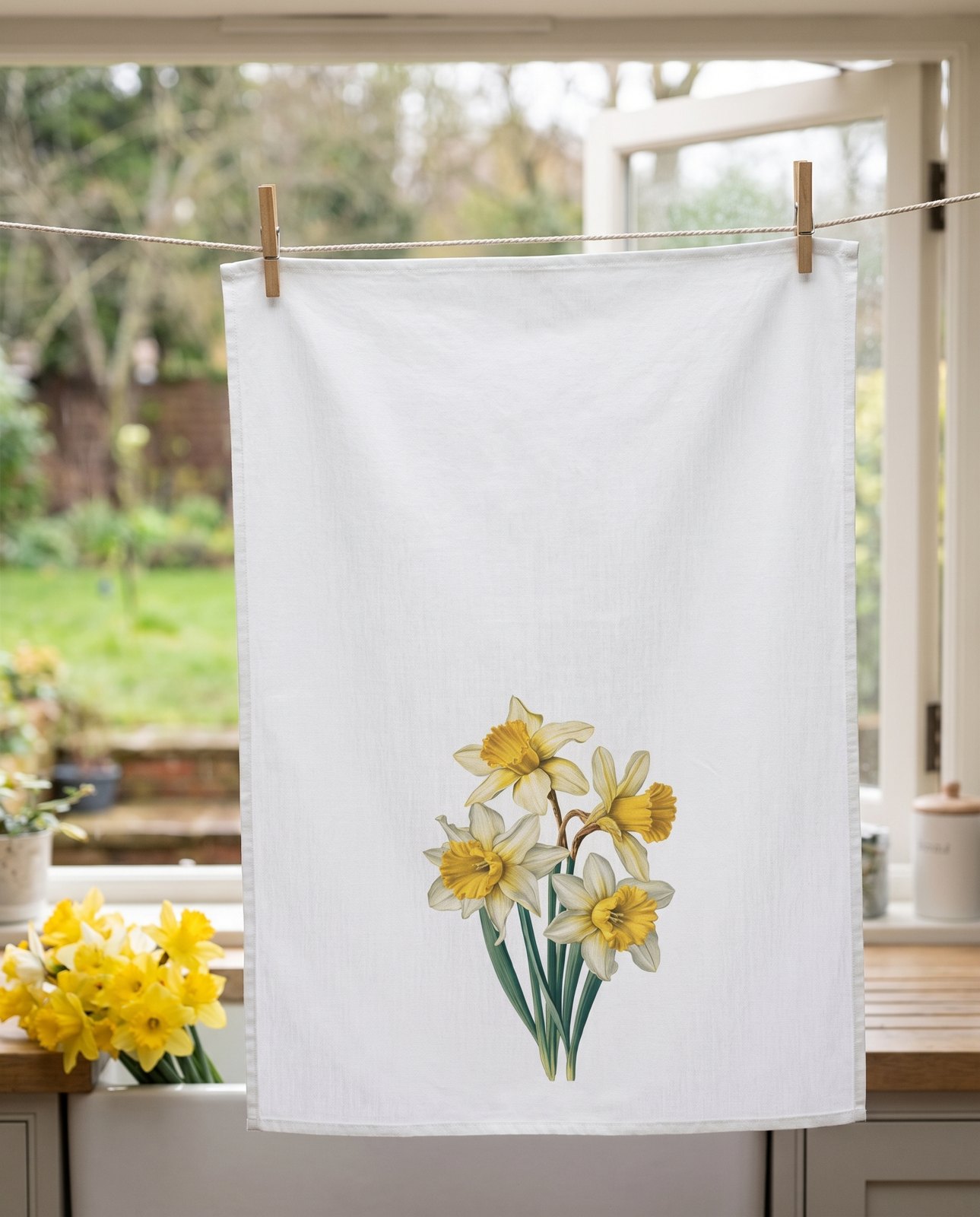 March Birth Month Flower — Kitchen Tea Towel