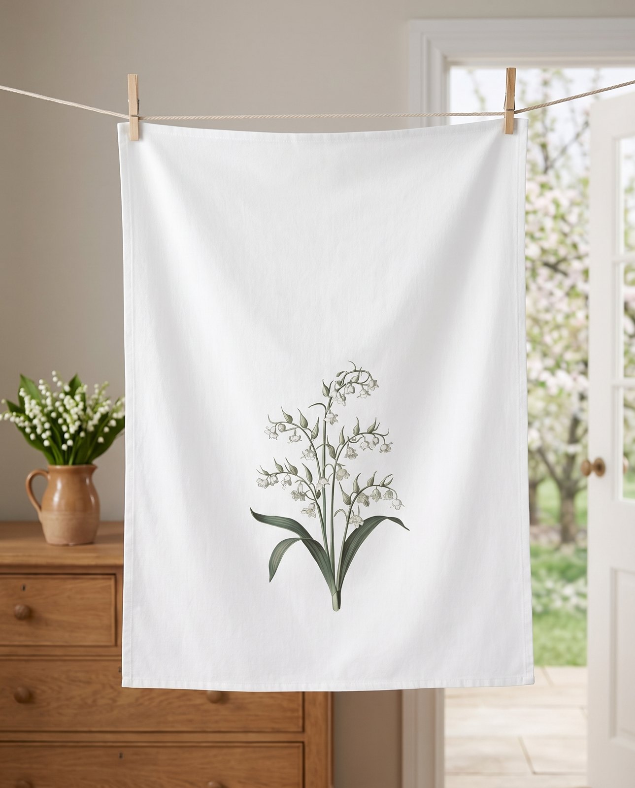May Birth Month Flower — Kitchen Tea Towel