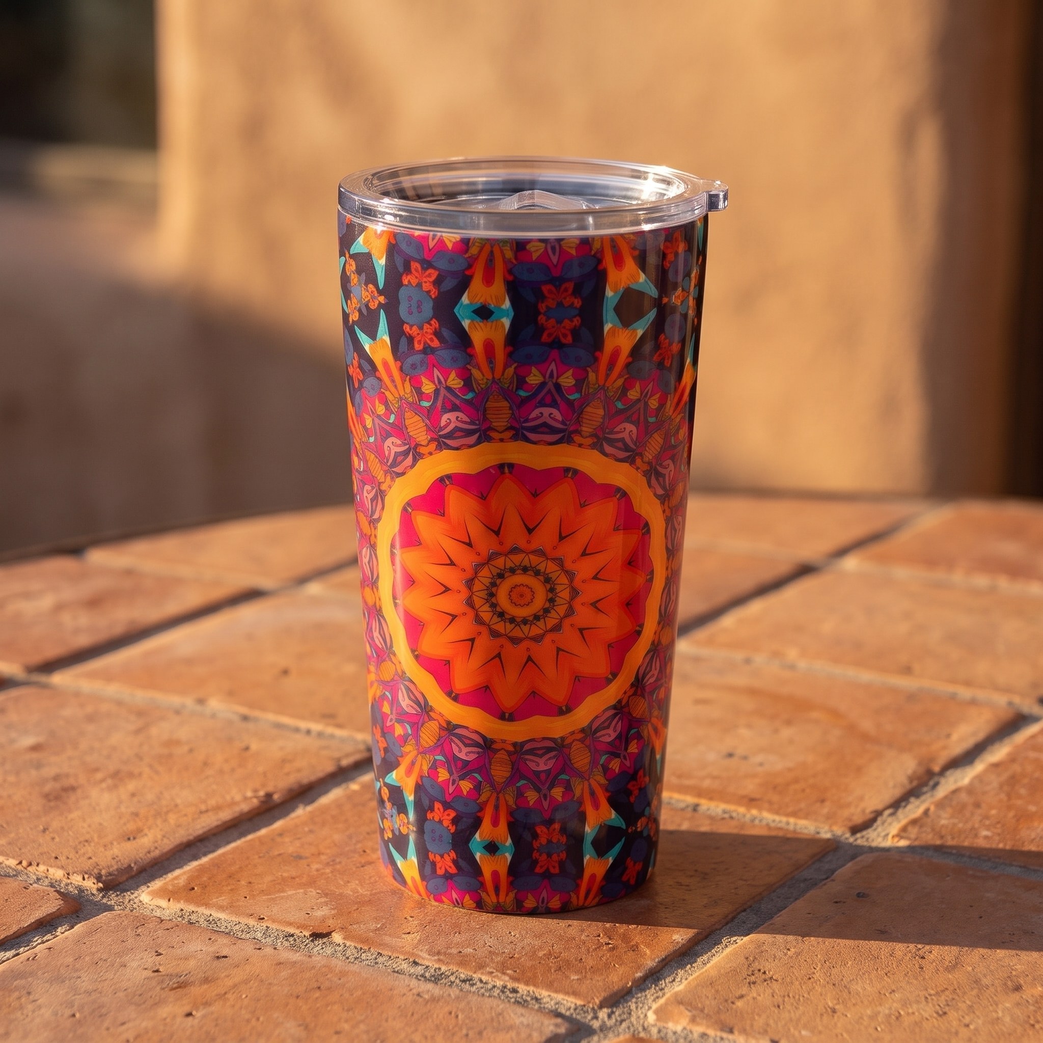 Fiery Mosaic Magic Insulated Tumbler - 20 oz. Stainless Steel, Glossy Finish