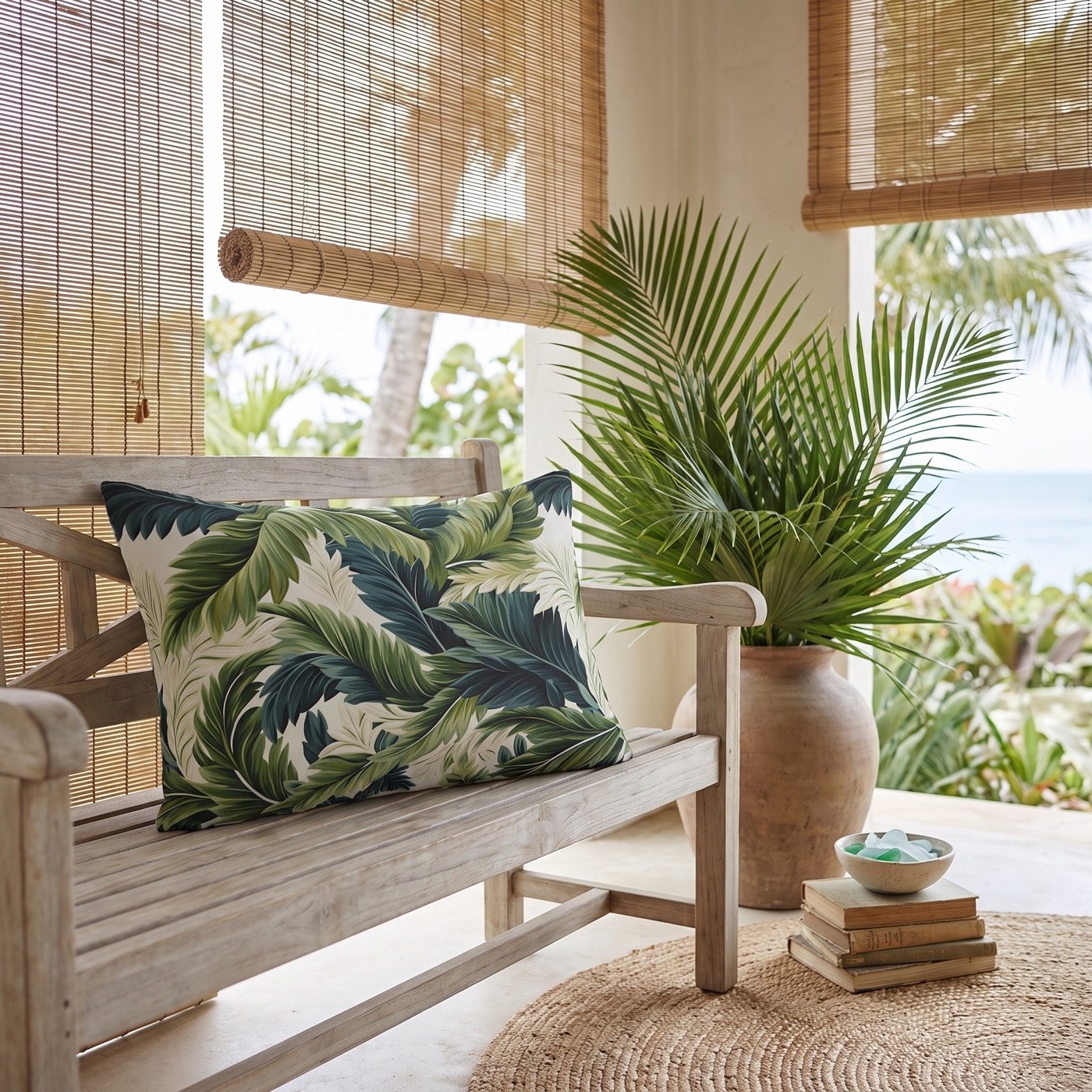 Island Green Ferns Lumbar Pillow - Spun Polyester - 20" x 14" - The Square Throw Pillow's Matching Mate.