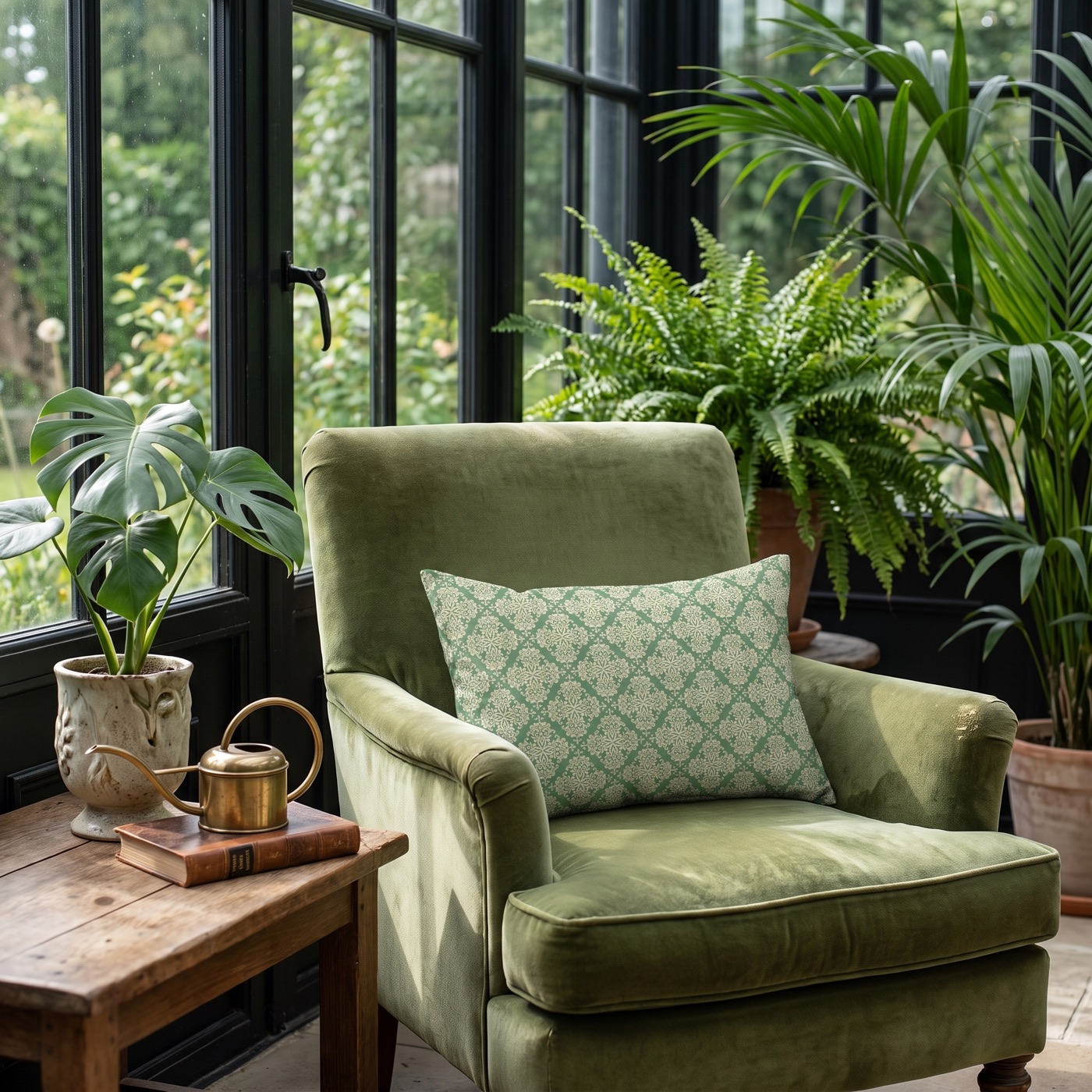 Emerald Flourish Lumbar Pillow - Spun Polyester - Double-Sided Print - Concealed Zipper - 20" x 14"
