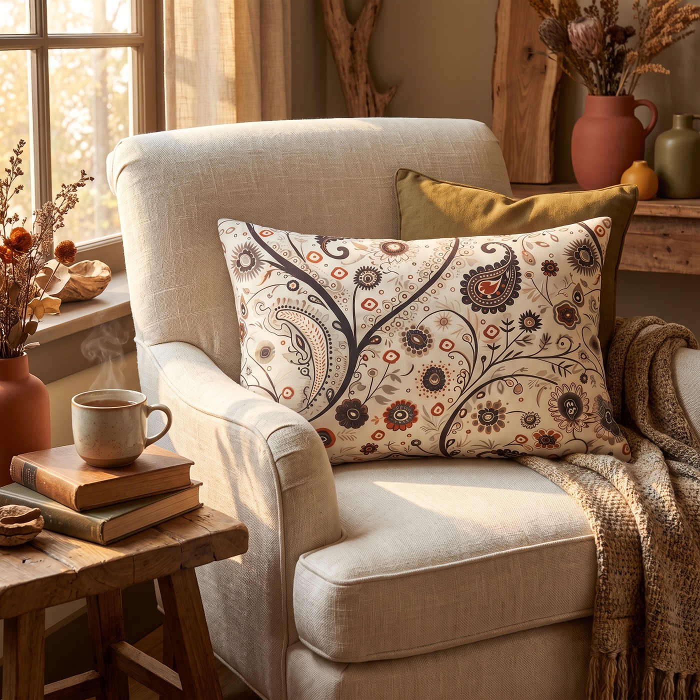 Paisley Breeze Lumbar Pillow - Spun Polyester - 20" x 14" - The Square Throw Pillow's Matching Mate.
