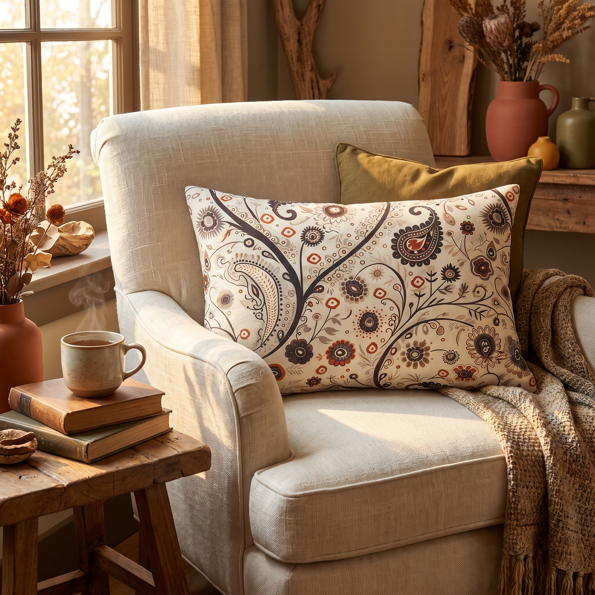 Paisley Breeze Lumbar Pillow - Spun Polyester - 20" x 14" - The Square Throw Pillow's Matching Mate.
