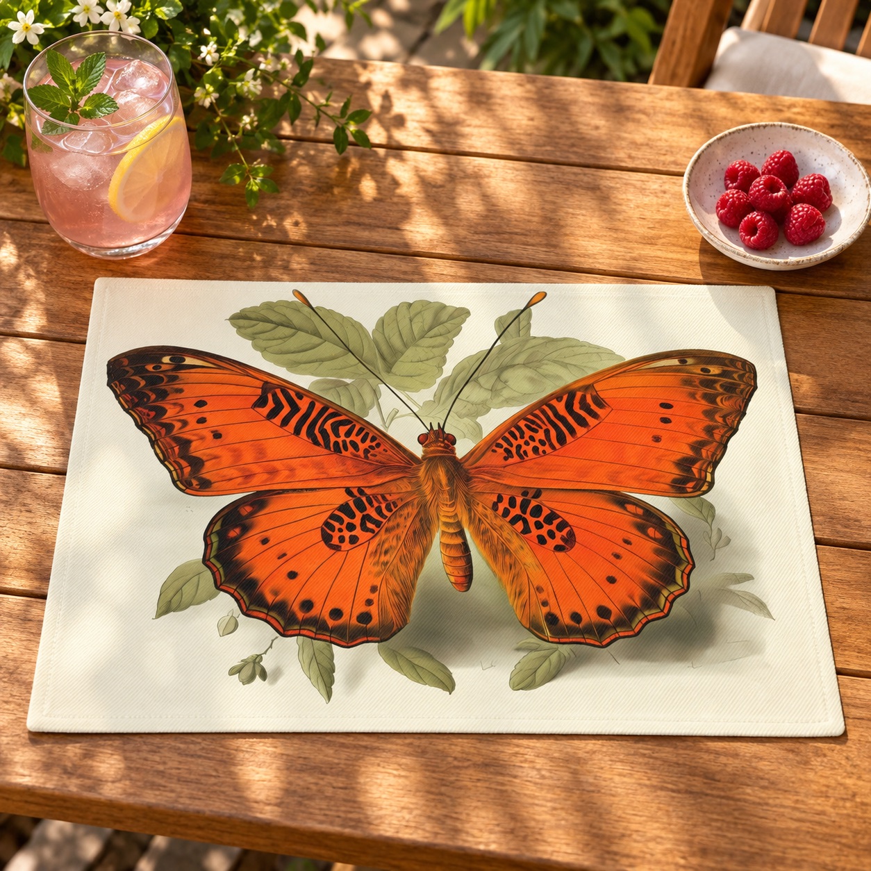 Butterfly Botanical Placemat - Transform Your Table into a Garden Oasis! Cotton Twill - 18" x 14"