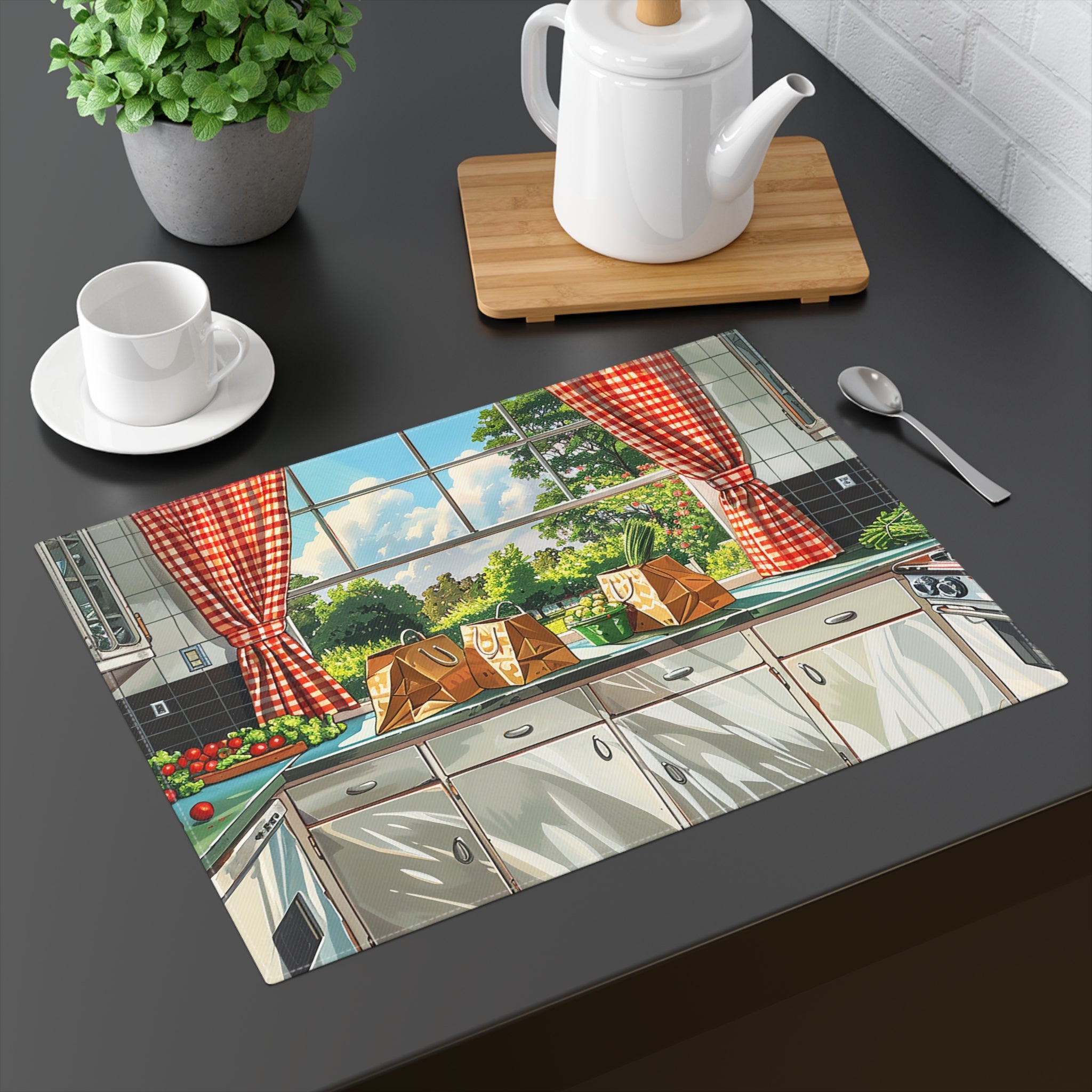 Retro Kitchen Charm Placemat - 18" x 14".