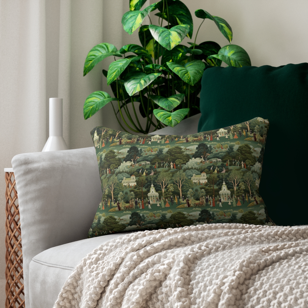 American Village Tapestry Lumbar Pillow - Spun Polyester - 20" x 14" -