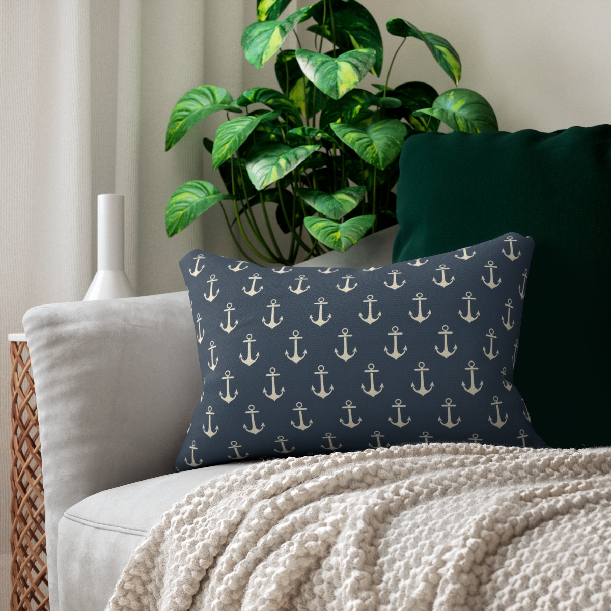 Anchors Aweigh! Lumbar Pillow - Spun Polyester - Double-Sided Print - 