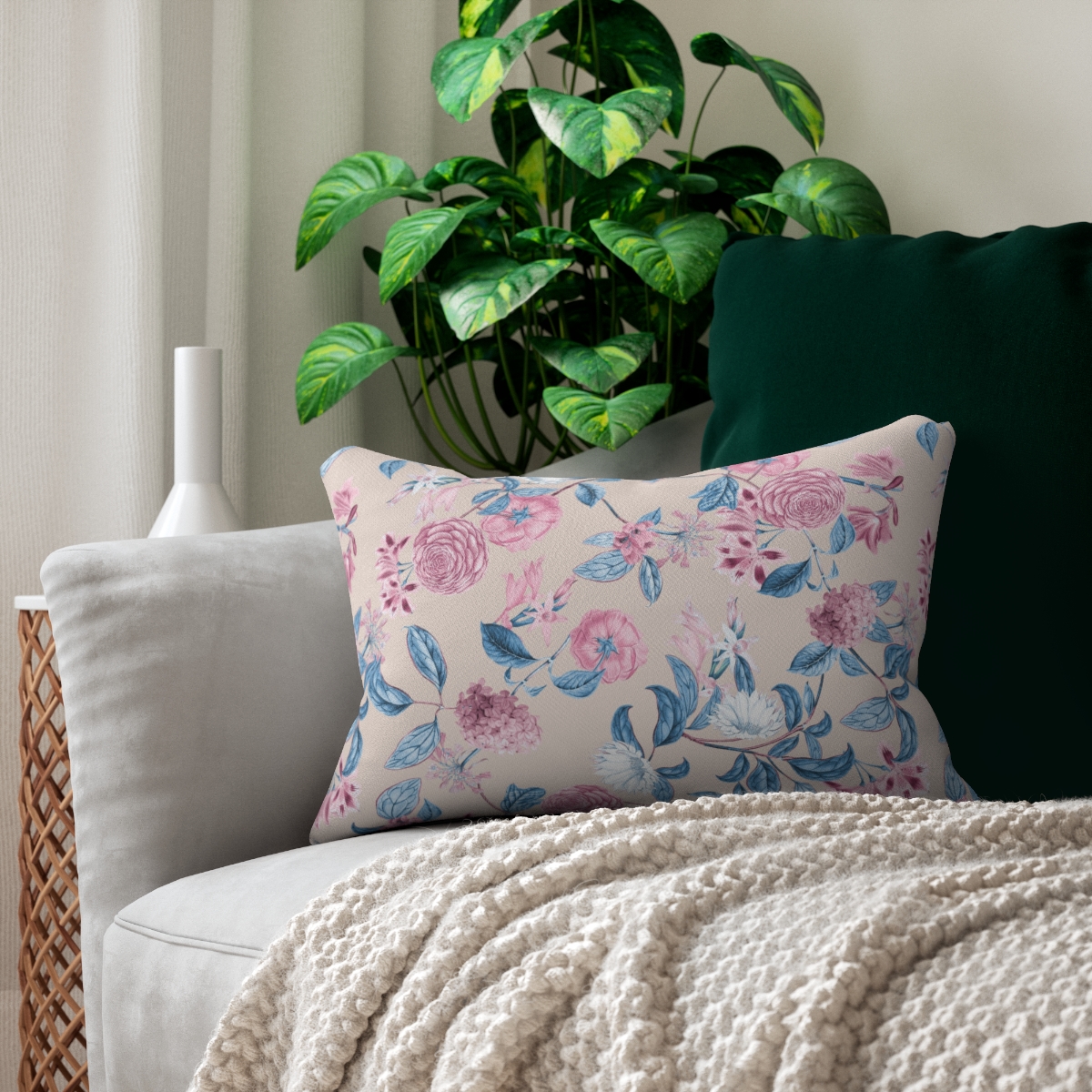 Blush Bloom Serenity Lumbar Pillow - Spun Polyester - 20" x 14" - The 
