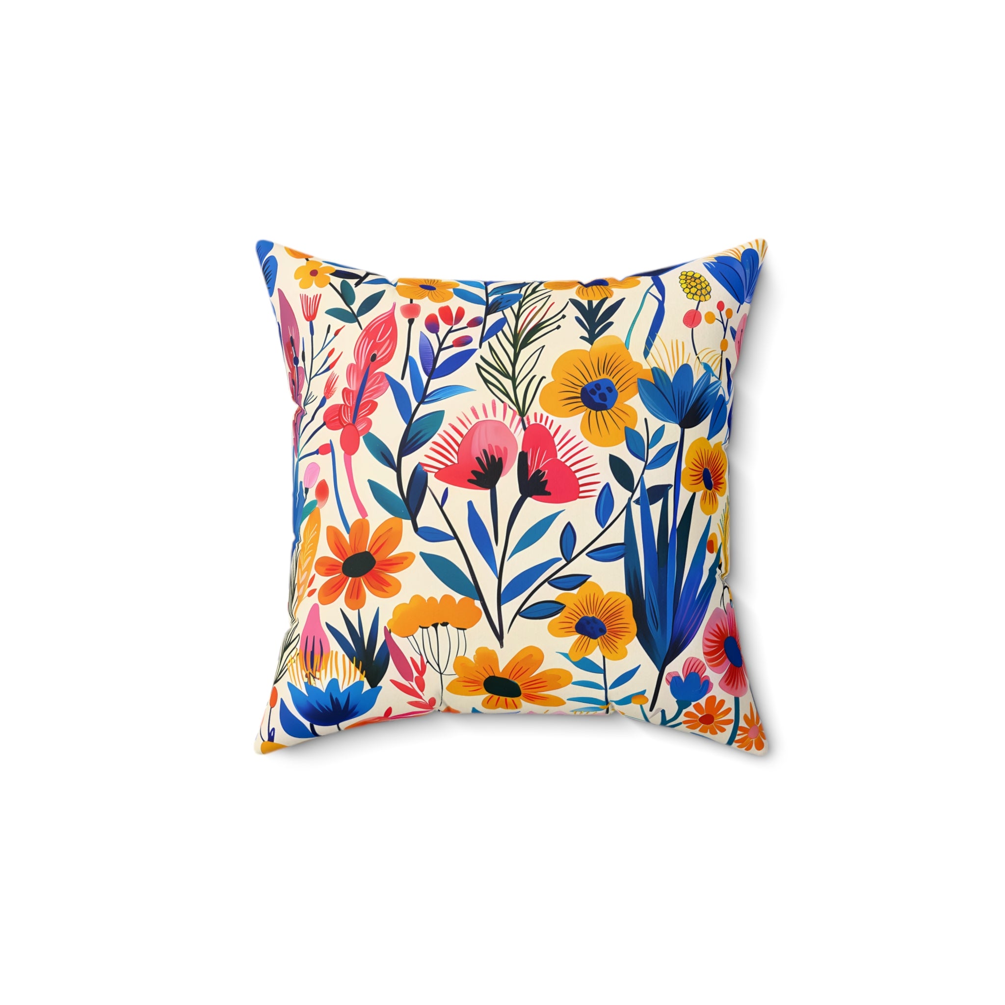 Happy Heartfelt Blooms Square Throw Pillow - Spun Polyester - Double-S