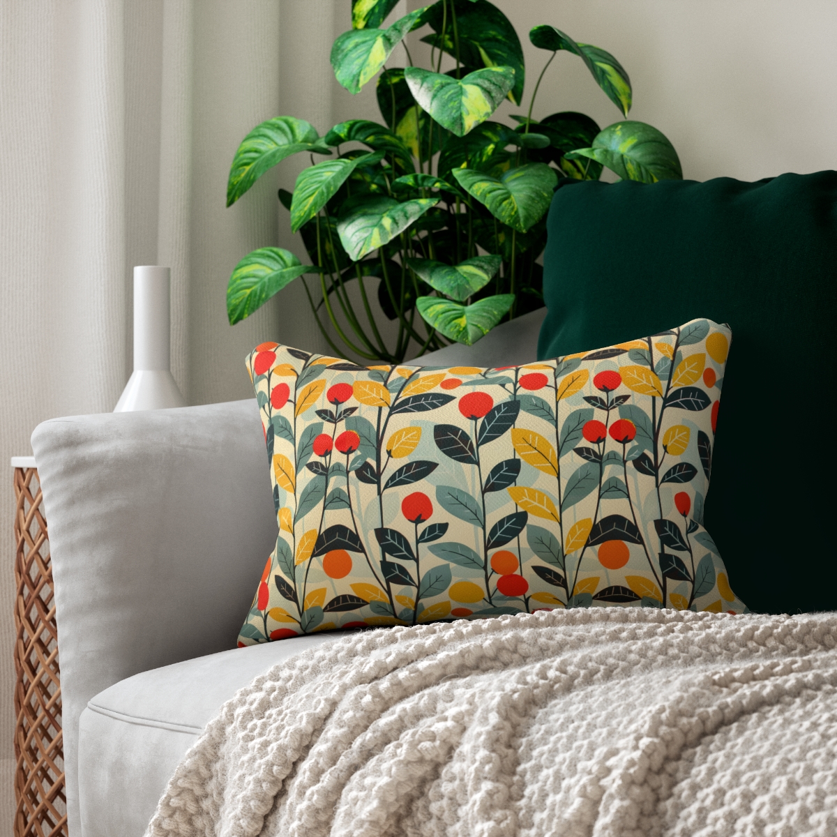 Midcentury Vines Lumbar Pillow - Spun Polyester - 20" x 14" - The Squa