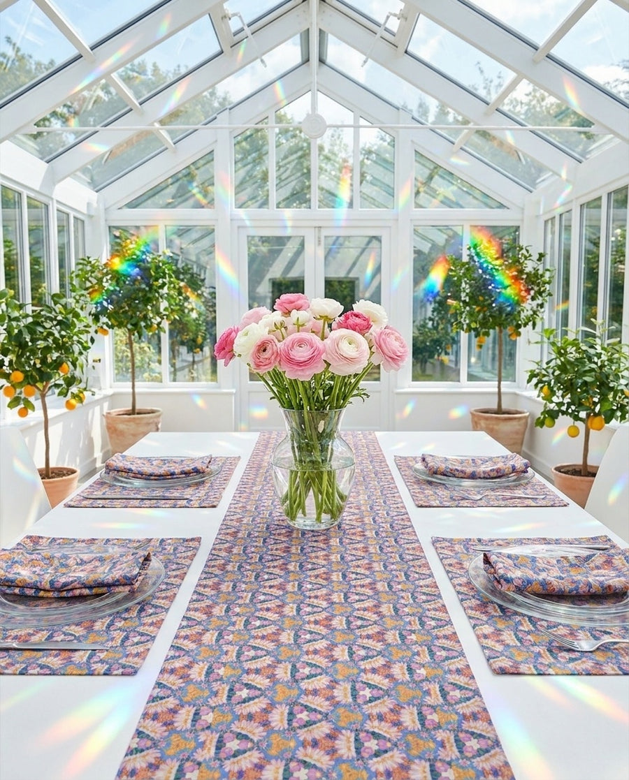 Prismatic Petal Paradise Table Runner - Cotton Twill - Available in 2 