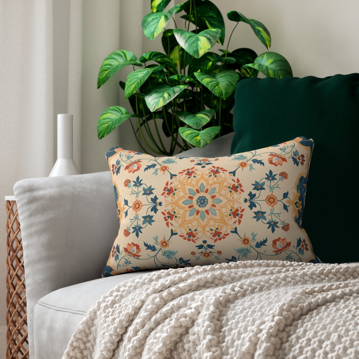 Alhambra Garden Lumbar Pillow - Spun Polyester - 20" x 14" - The Squar