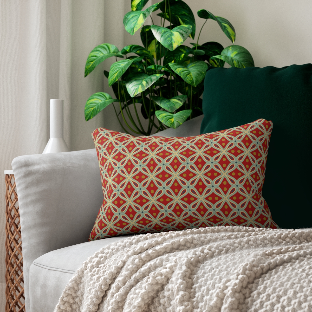 Clover Cascade Arabesque Lumbar Pillow - Spun Polyester - Double-Sided
