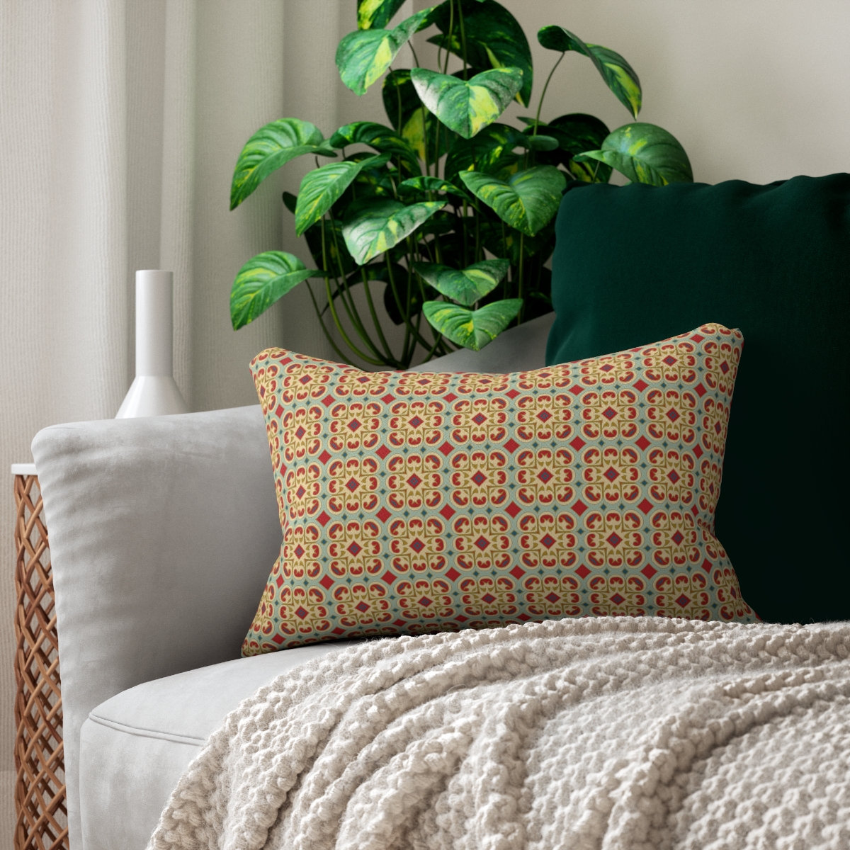 Moorish Mosaic Delight Lumbar Pillow - Spun Polyester - Double-Sided P