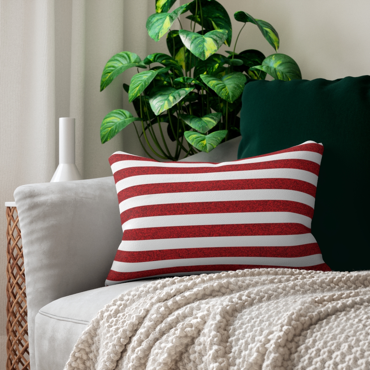 Sparkle Stripes Lumbar Pillow - Spun Polyester - Double-Sided Print - 