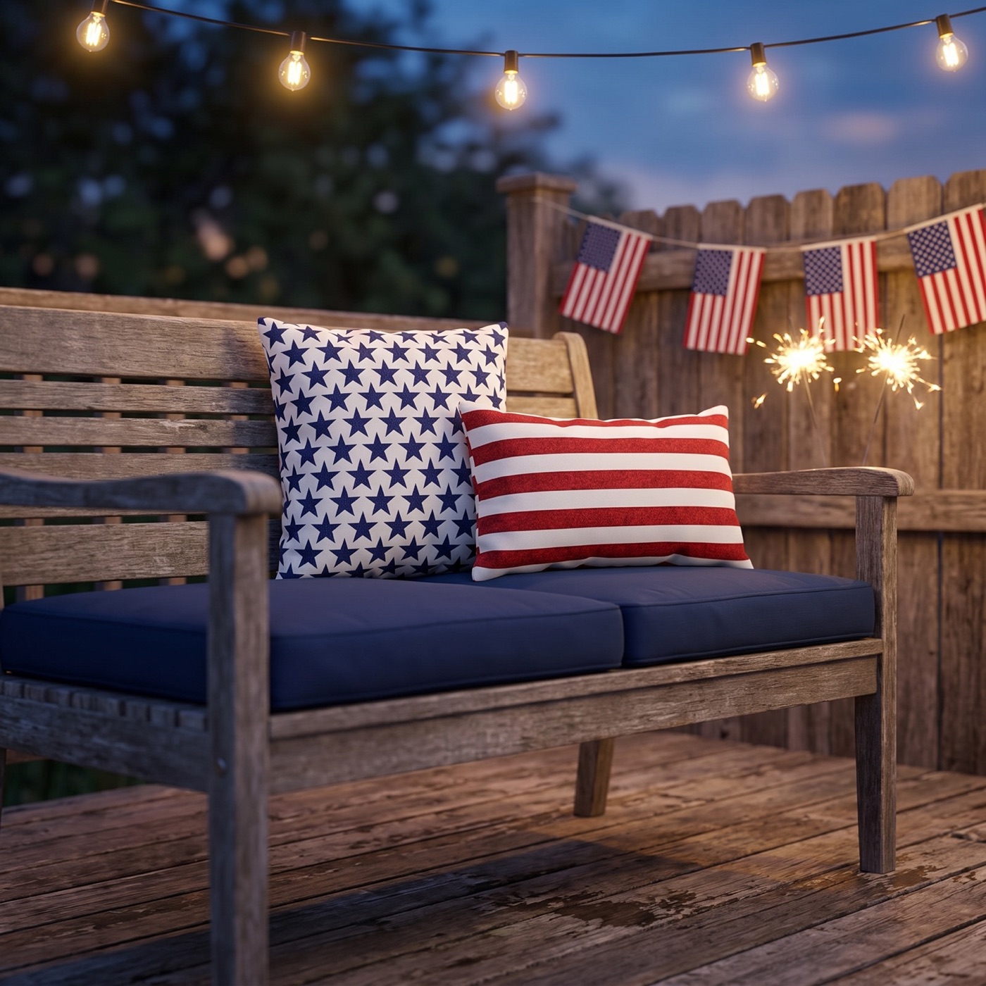 Starry Salute Square Outdoor Pillow — Outdoor Throw Pillow