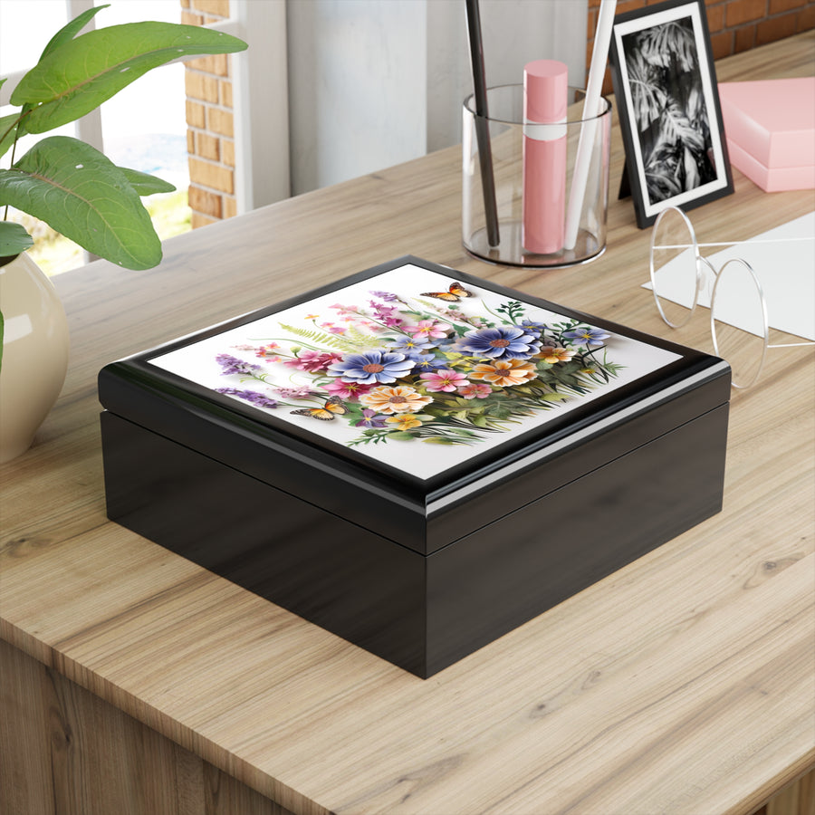 Whimsical Wings & Wildflowers Jewelry Box - A Magical Ode to Nature:
