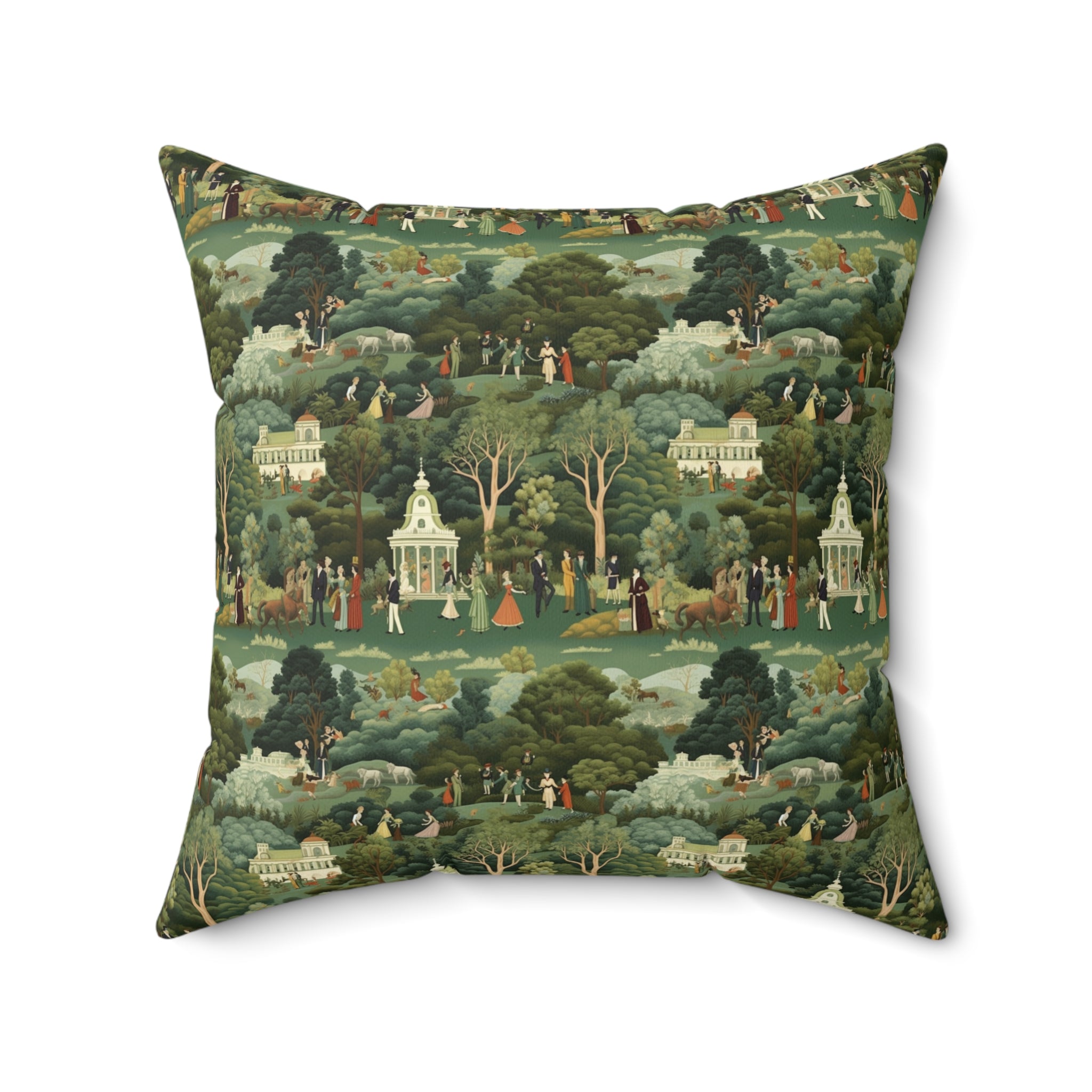 American Village Tapestry Square Throw Pillow Square Throw Pillow — view 2