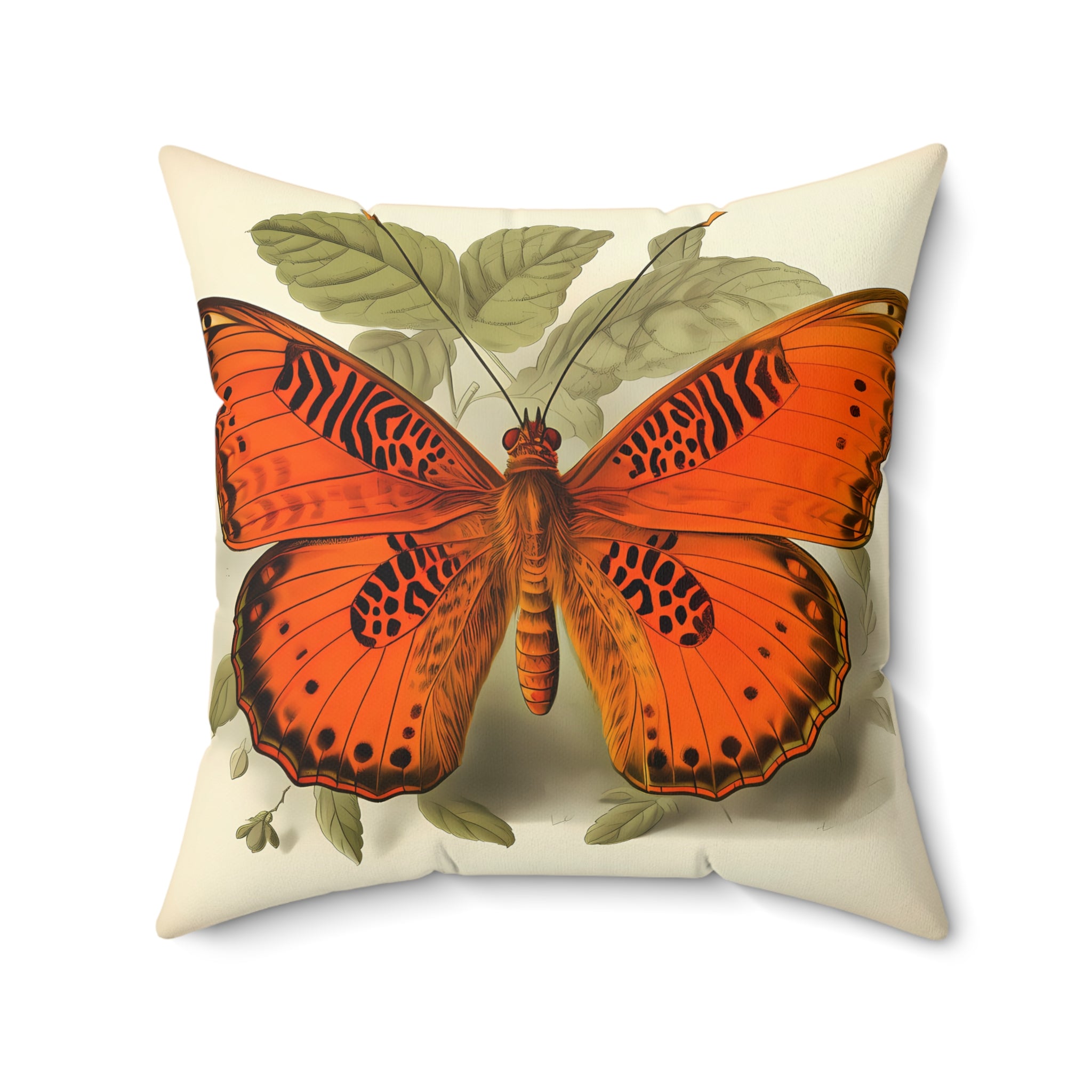 Butterfly Botanical Square Throw Pillow - Spun Polyester - Double Side