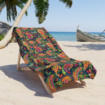 Psychedelic Paisley Party Luxurious Beach Towel - A Vibrant Splash of 