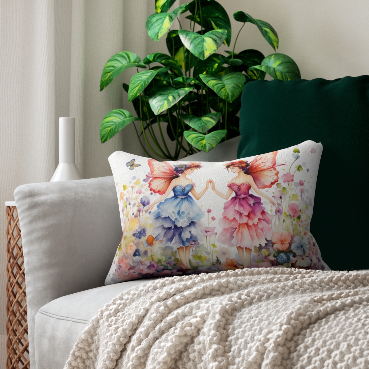 Enchanted Fairy Meadow Lumbar Pillow - Spun Polyester - Double-Sided P