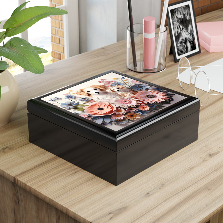 Paws & Petals Jewelry Box - Heartwarming 3D Puppies and Flowers! Perfe
