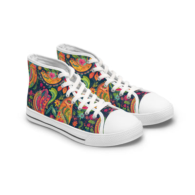 Psychedelic Paisley Party Ladies' High Top Sneakers - Stride into a Ka