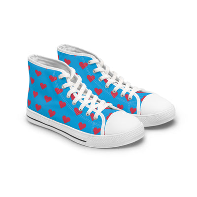 Blue Heartbeat Ladies' High Top Sneakers Ladies' High Top Sneakers — view 2