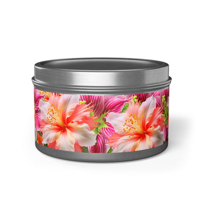 Tropical Hibiscus Bloom Tin Candle. Breathe in Paradise - Where Every 