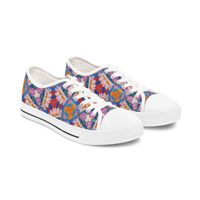 Geometric Blossom Ladies' Low Top Sneakers - Floral Geometry - Where S