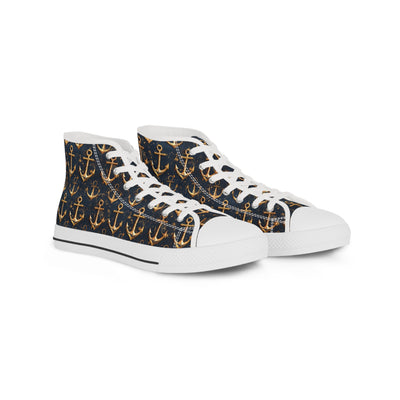 Golden Anchor Men's High Top Sneakers - Chart Your Fashion Course - Se