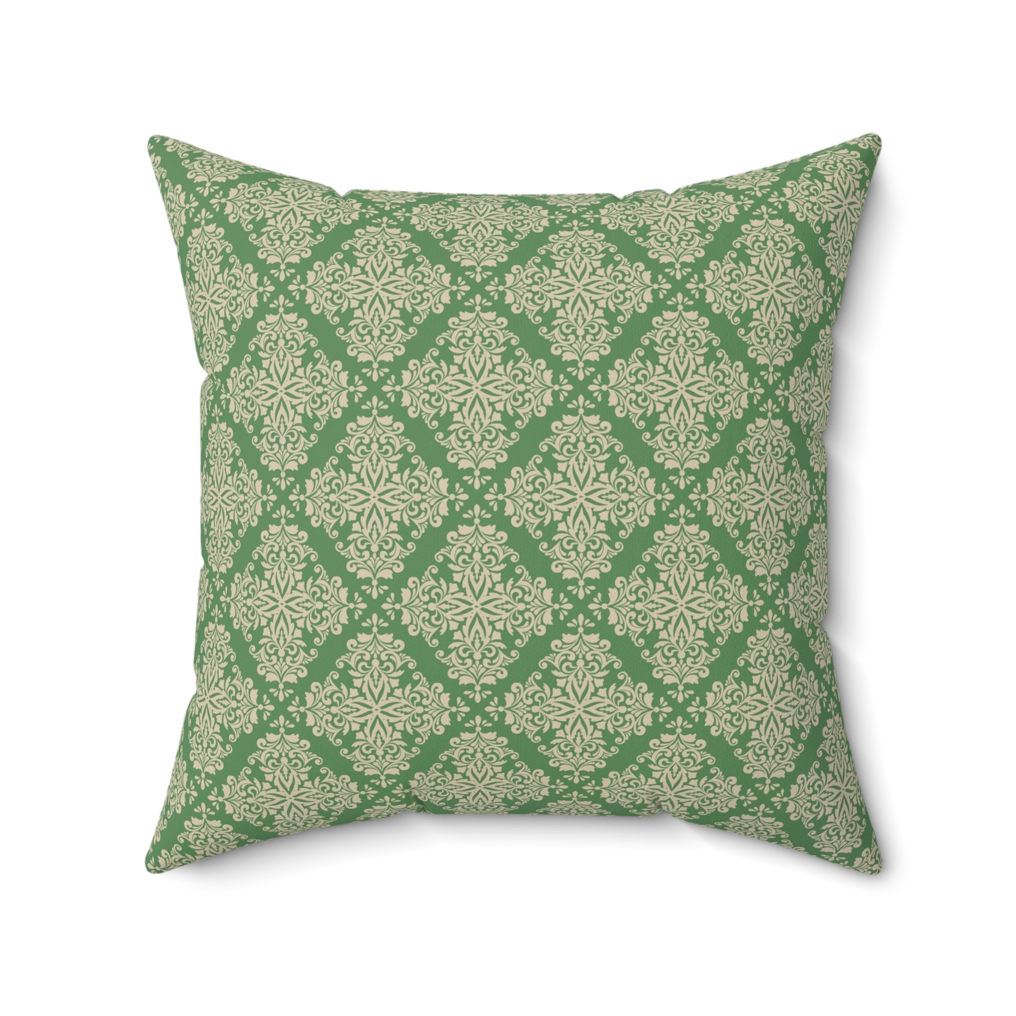 Emerald Flourish Square Throw Pillow Square Throw Pillow — view 2