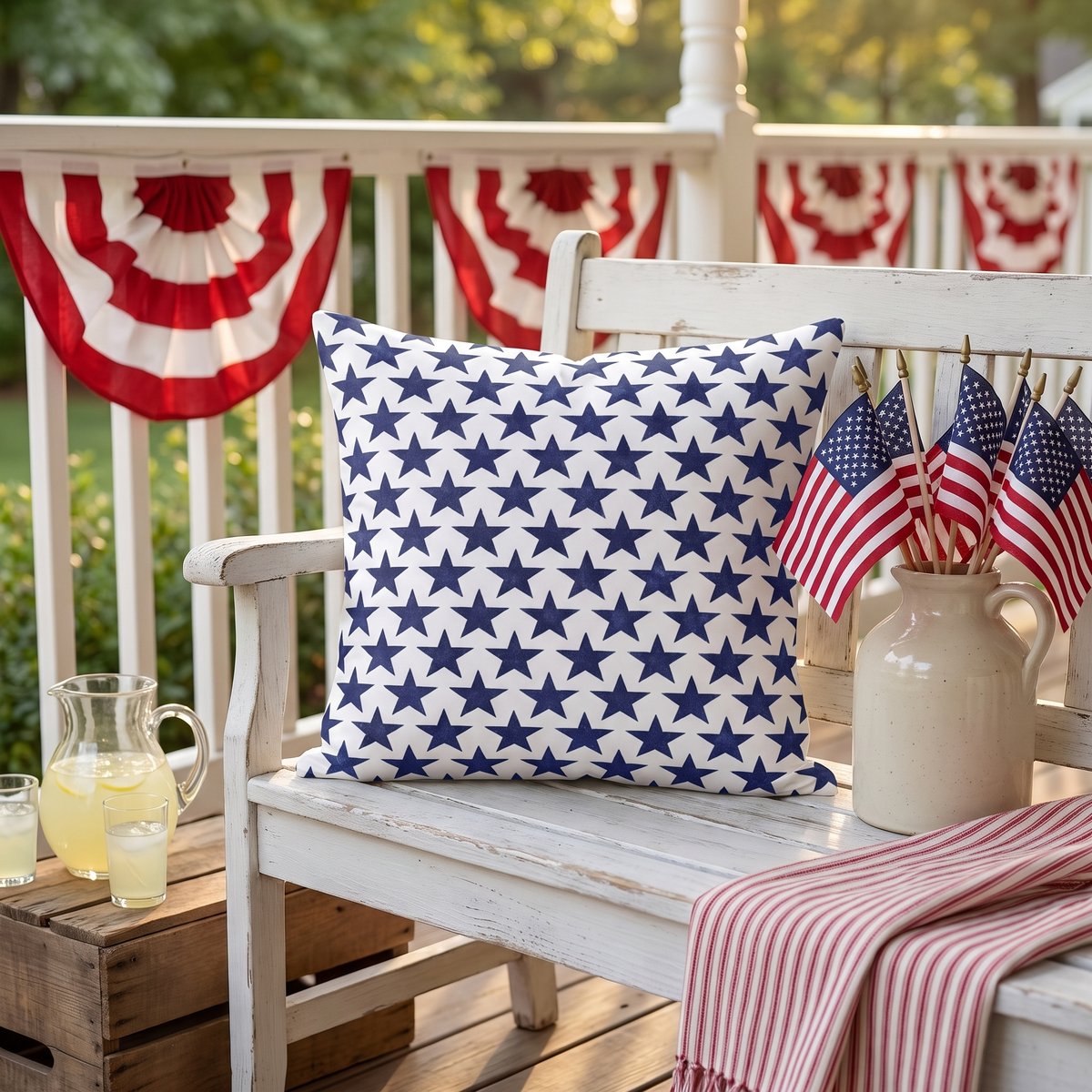 Starry Salute Square Throw Pillow - Spun Polyester - Double-Sided Prin