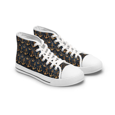 Golden Anchor Ladies' High Top Sneakers - Navigate in Style! Anchor Yo