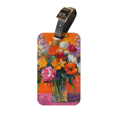 Blossoms on Orange Acrylic Luggage Tag - Add a Burst of Color to Your 
