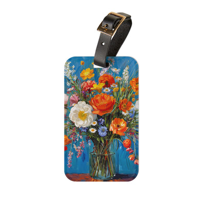 Blossoms on Blue Acrylic Luggage Tag - Bring Floral Elegance to Your T