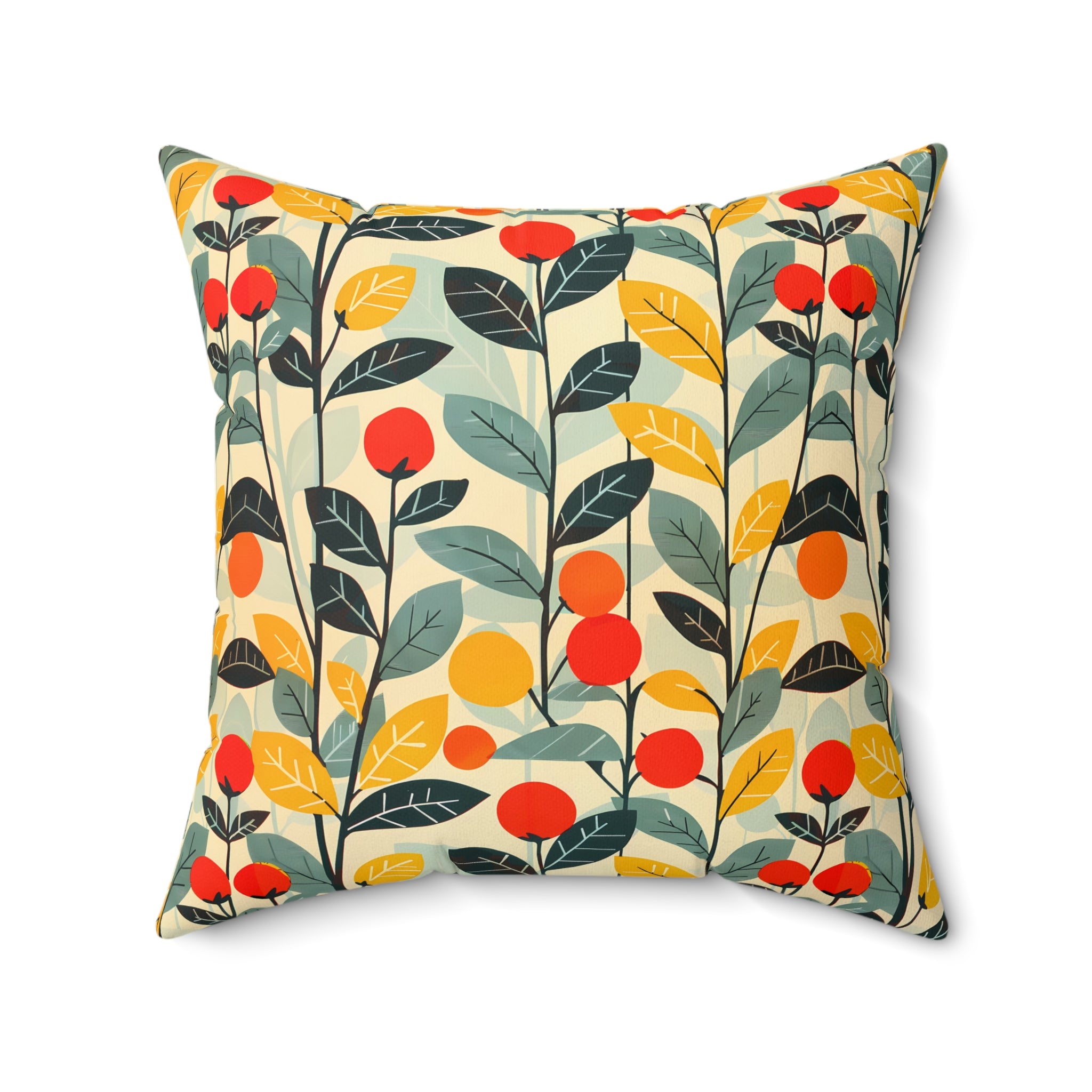 Midcentury Vines Square Throw Pillow - Spun Polyester - Double-Sided P