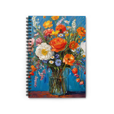 Blossoms on Blue Chic Spiral Notebook - Ruled Line - Where Beauty Meet