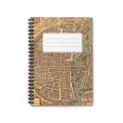 Vintage Old World City Map with Label Chic Spiral Notebook - Ruled Lin
