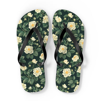 White Roses at Dusk Flip Flops. 5/8" Thick Comfortable Summer or Winte