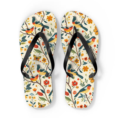 Tree Birds Flip Flops. 5/8" Thick Comfortable Summer or Winter Gym/Sau
