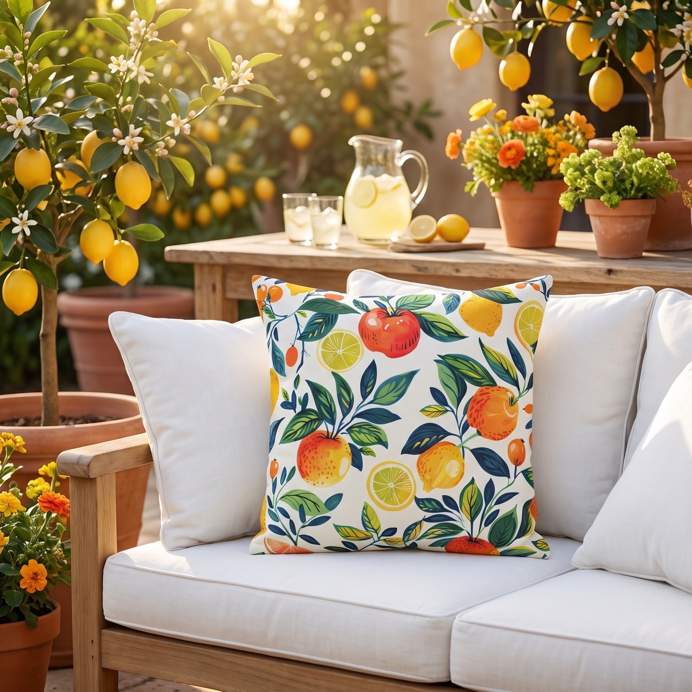 Citrus Breeze Square Outdoor Pillow Outdoor Throw Pillow — view 1