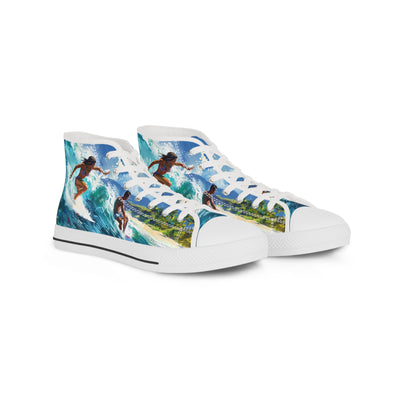 Wave Rider Men's High Top Sneakers - Ride the Hawaiian Surf!