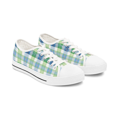 Spring Mist Plaid Ladies' Low Top Sneakers - Sprinkle Your Steps with